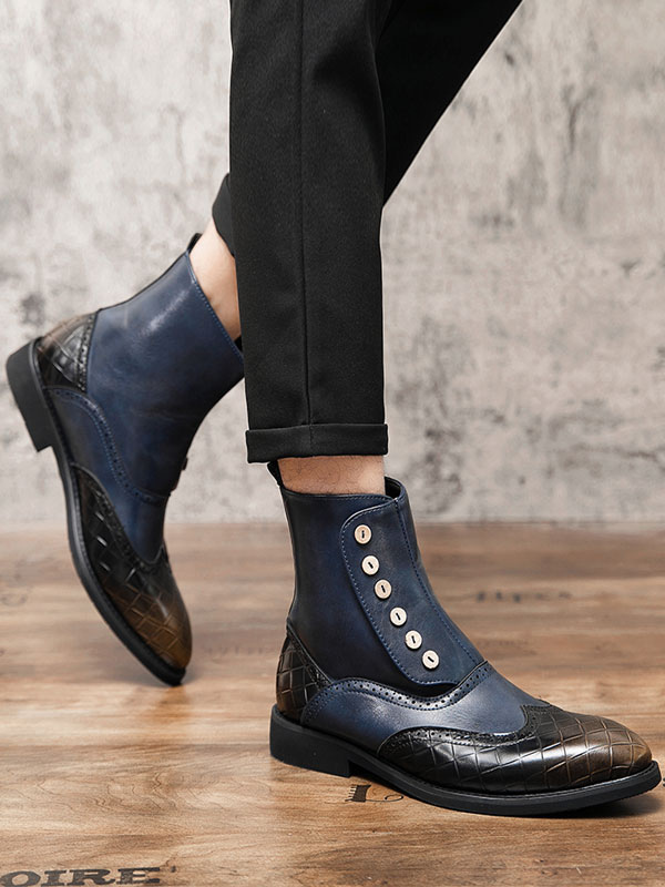 Shoes Men's Shoes | Men's Wingtip Buttons Dress Boots - QX19628