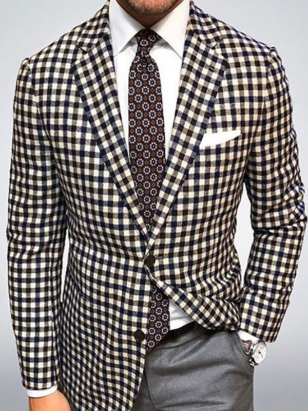 Men's Clothing Jackets & Coats | Men's Jacket Plaid Polyester Stylish - BU47298