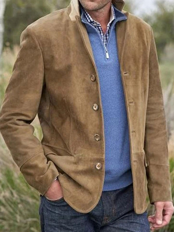 Men's Clothing Jackets & Coats | Men's Jackets & Coats Mens Jacket Men's Jackets Casual Coffee Brown Stylish - JG90188