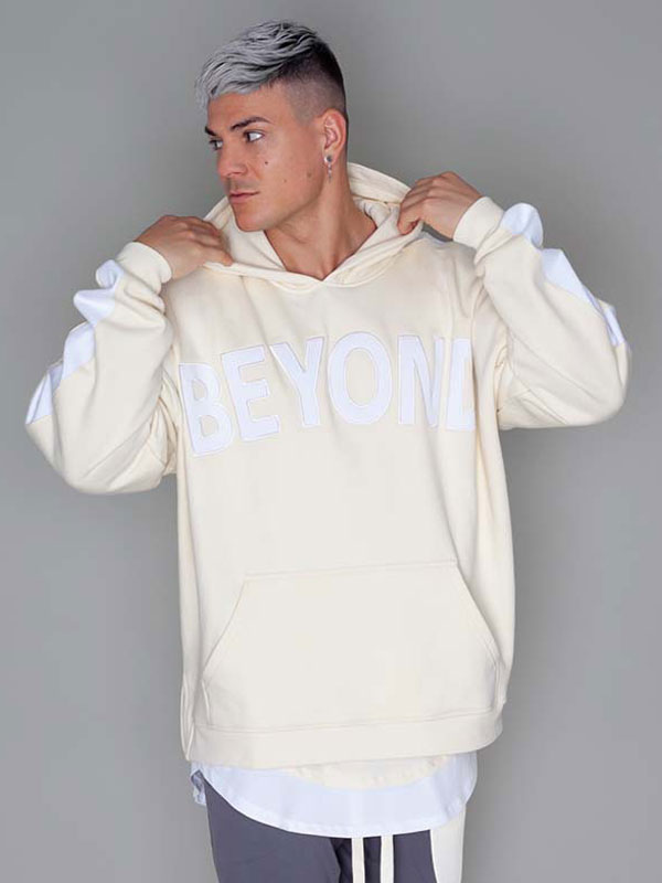 Men's Clothing T-Shirts & Tanks | T-shirts Chic Hooded Words Print Long Sleeves - UK64588