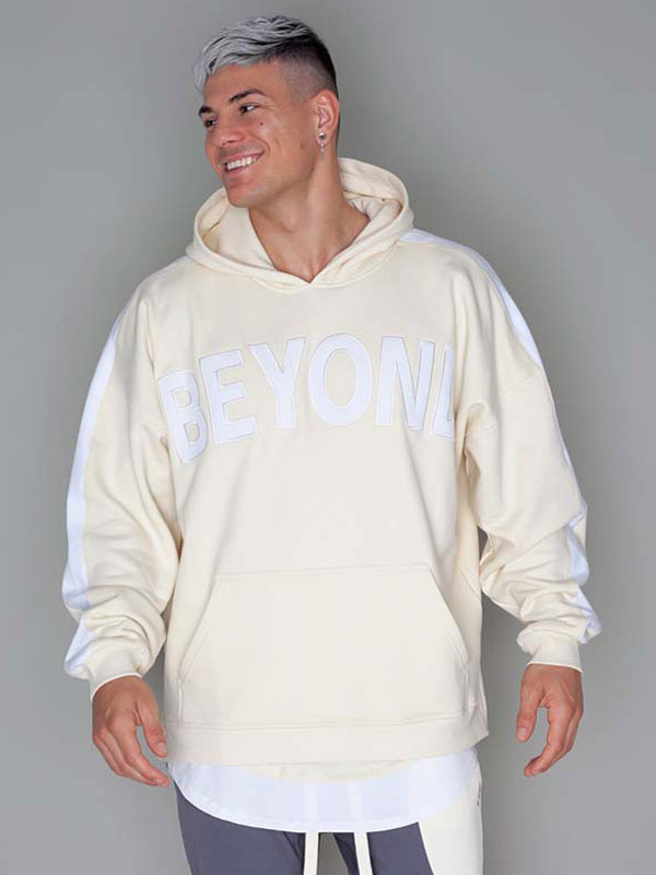 Men's Clothing T-Shirts & Tanks | T-shirts Chic Hooded Words Print Long Sleeves - UK64588