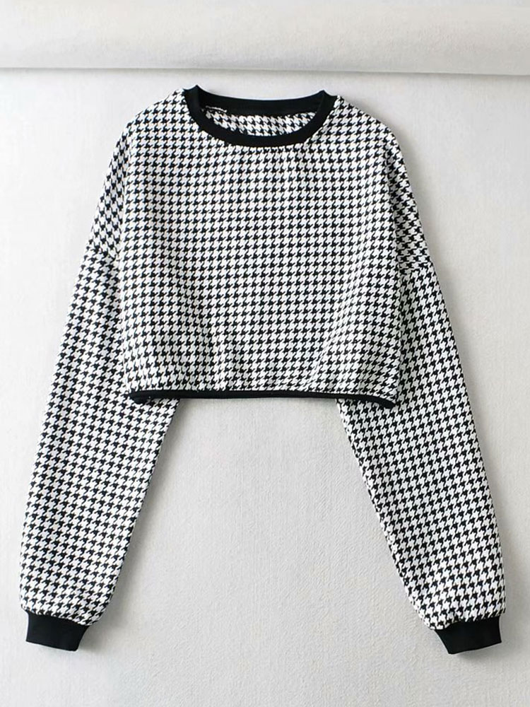 Women's Clothing Sweaters & Cardigans | Pullovers For Women Black Piping Stripes Jewel Neck Long Sleeves Stretch Polyester Sweat