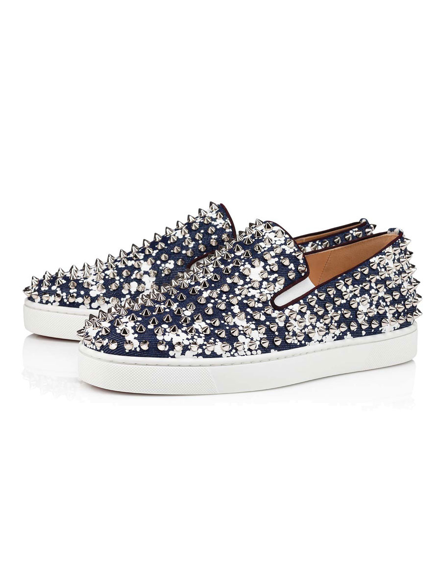 Shoes Men's Shoes | Men's Printed Canvas Slip On Spike Sneakers - SN55744