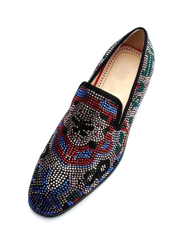 Shoes Men's Shoes | Men's Rhinestones Dress Loafers in Black Prom Shoes - AA67215