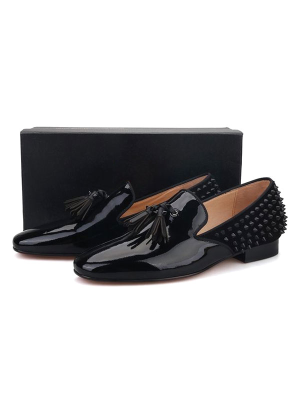Zapatos de hombre | Mocasines de vestir con borlas y pinchos para hombre Negro - UW70453