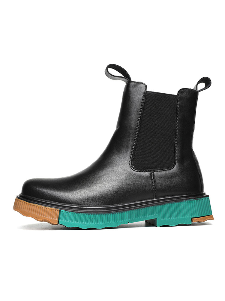 Botines para hombre Botines cómodos de cuero de PU con punta redonda Botines  Chelsea negros - Milanoo.com
