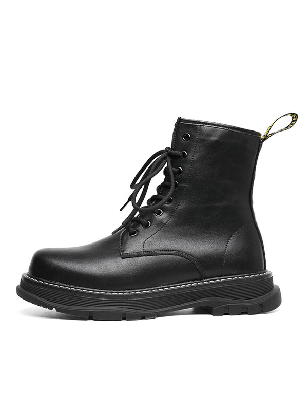 Shoes Men's Shoes | Men Ankle Boots Comfortable Round Toe PU Leather Black Martin Boots - MI75243