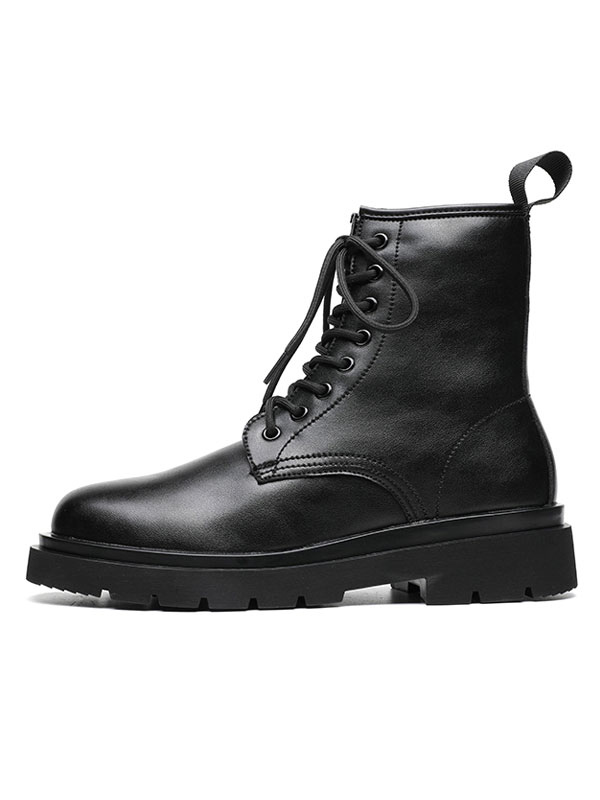 Shoes Men's Shoes | Ankle Boots For Man Amazing PU Leather Round Toe Lace Up Black Martin Boots - WG82973