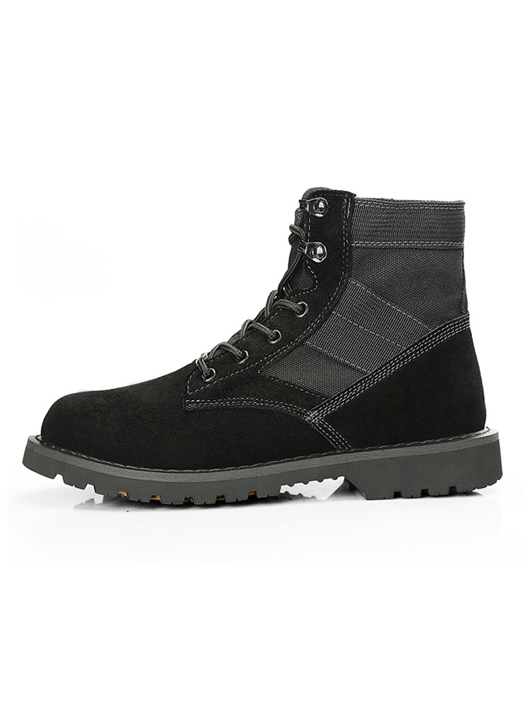 Shoes Men's Shoes | Men Ankle Boots Fabulous PU Leather Round Toe Lace Up Black Chelsea Boots - RZ84273