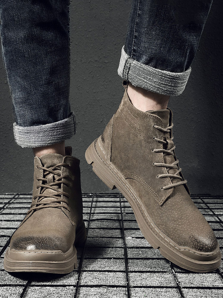 Shoes Men's Shoes | Boots For Men Amazing PU Leather Round Toe Lace Up Martin Boots - GL42036