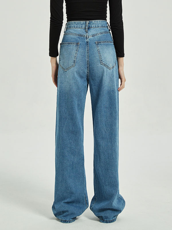 Wide Jeans For Women Cowboy Charming Stretch Blue Straight Denim ...