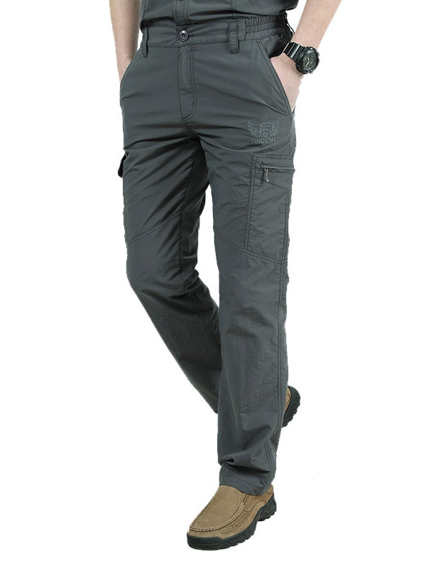 Men's Clothing Men's Pants | Pants For Men Comfy Natural Waist Straight Cargo Pant Black Men Pants - FY42161