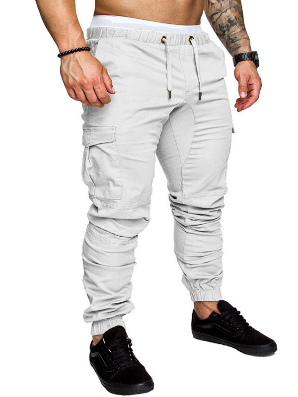 Men's Clothing Men's Pants | Pants For Men Casual Natural Waist Straight Cargo Pant White Pants - ZT22945