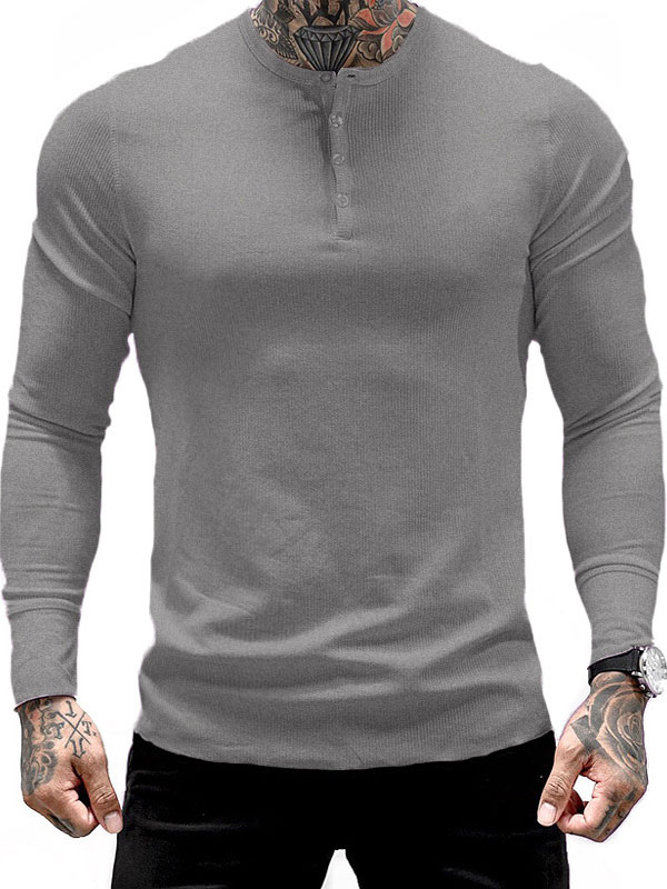 Men's Clothing T-Shirts & Tanks | White Blouse For Men Casual Jewel Neck Long Sleeves T Shirt - NM47614