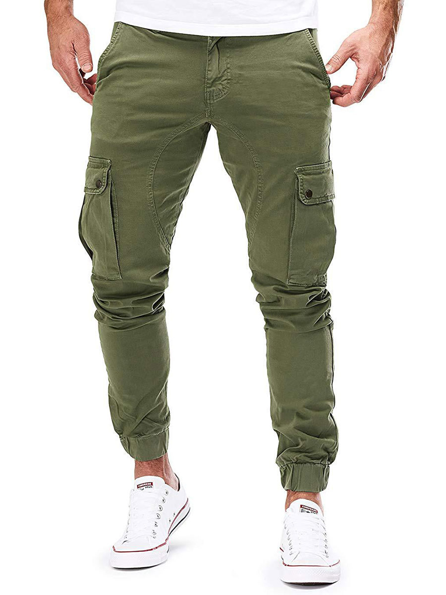 Men's Clothing Men's Pants | Men Trousers Casual Tapered Fit Sweatpants Hunter Green Pants - RP18804