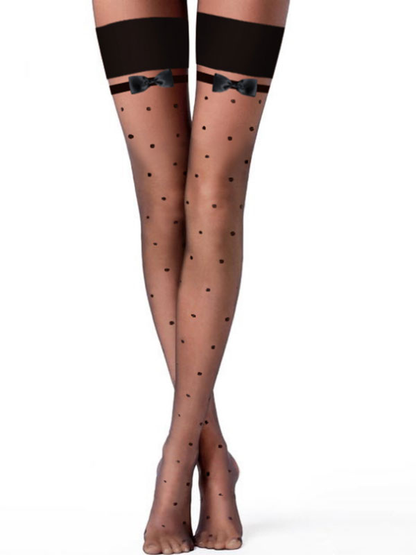 Lingerie Sexy Lingeries | Hosiery For Women Black Sheer Cut Out Nylon Sexy Hosiery - GB15538
