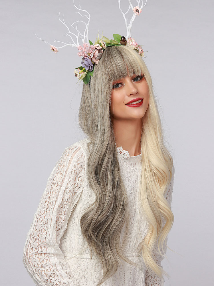 Women's Clothing Accessories | Long Wig For Woman Split Color Curly Heat Resistant Fiber Tousled Long Synthetic Wigs - KN46704