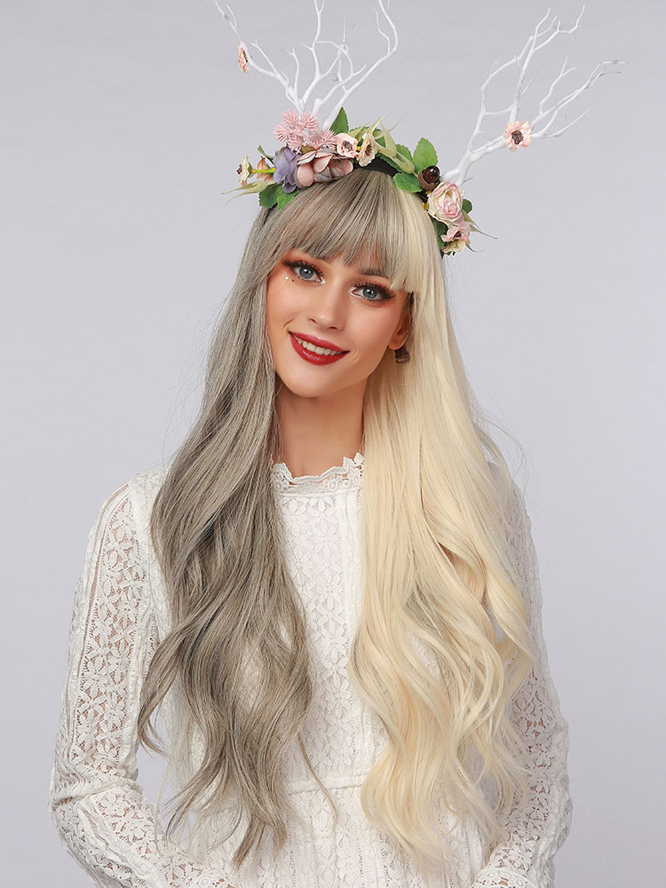 Women's Clothing Accessories | Long Wig For Woman Split Color Curly Heat Resistant Fiber Tousled Long Synthetic Wigs - KN46704