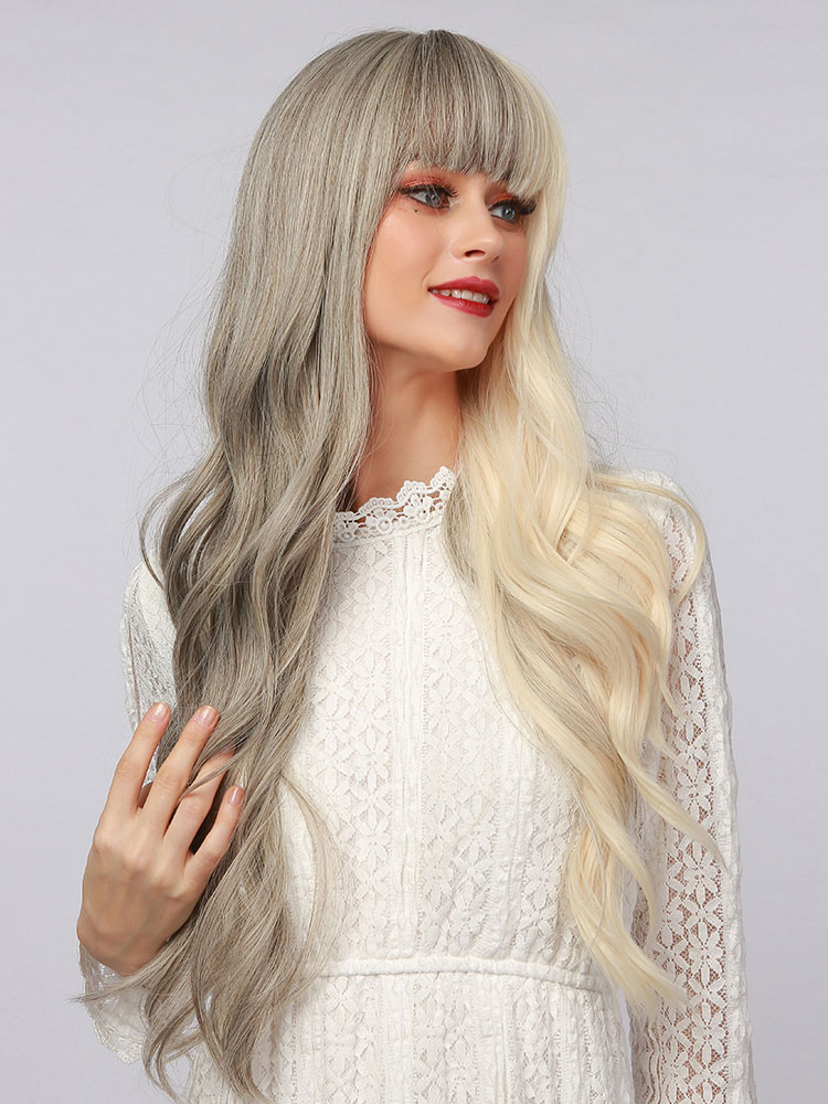 Women's Clothing Accessories | Long Wig For Woman Split Color Curly Heat Resistant Fiber Tousled Long Synthetic Wigs - KN46704