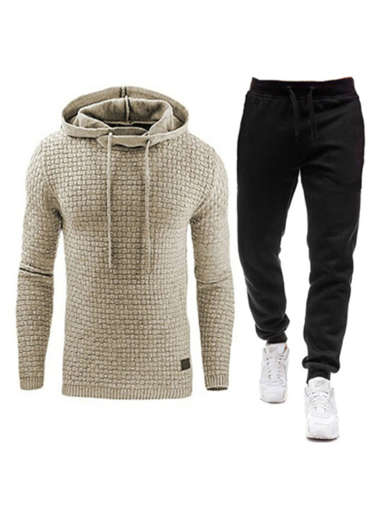 Conjunto de 2 piezas de ropa deportiva para hombre, manga larga, con gris claro, deportiva, conjunto Milanoo.com