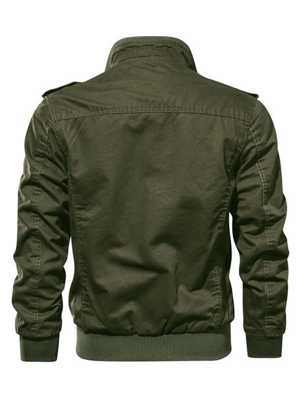 Men's Clothing Jackets & Coats | Men Jackets Chic Khaki Portrait Neckline Long Sleeves Zipper Modern Cool Winter Coats - DV43190
