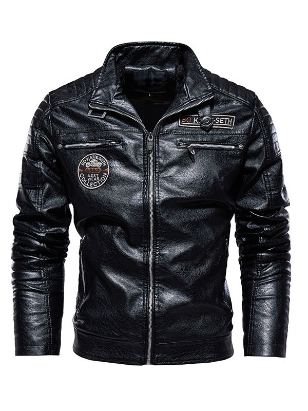 Men's Clothing Jackets & Coats | Leather Jacket For Man Chic Windbreaker Winter Burgundy Stylish Overcoat - PX17361