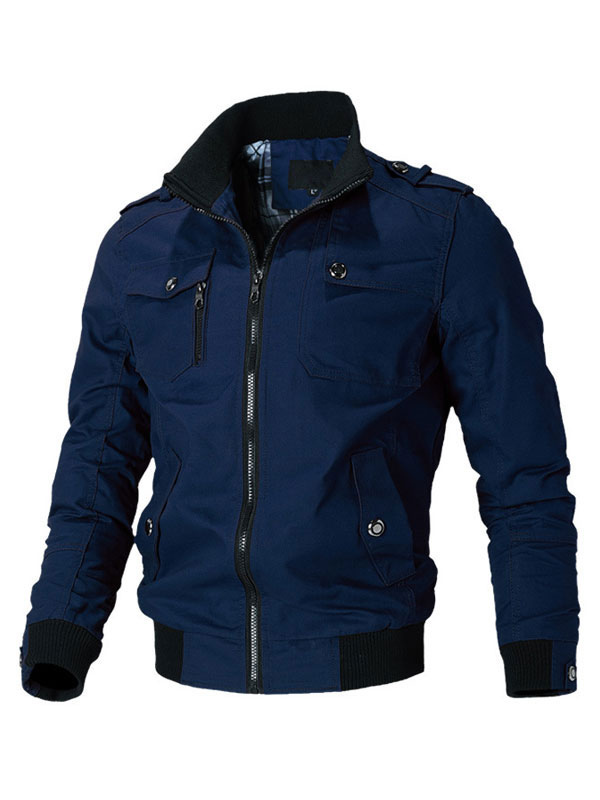 Men's Clothing Jackets & Coats | Men Jackets Casual Black Portrait Neckline Long Sleeves Fashionable Winter Coats - NK89733