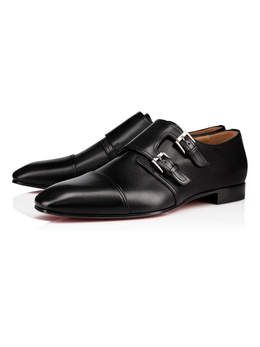 Shoes Men's Shoes | Men's Cap Toe Monk Strap Dress Loafers in Black Prom Shoes - YE23380