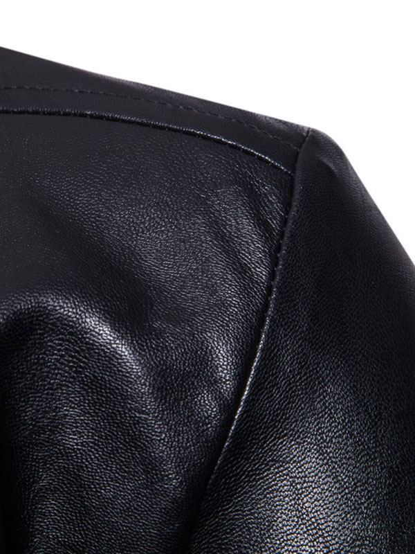Men's Clothing Jackets & Coats | Leather Jacket For Men Casual Windbreaker Fall Black Cool Leather Jacket - MU48155