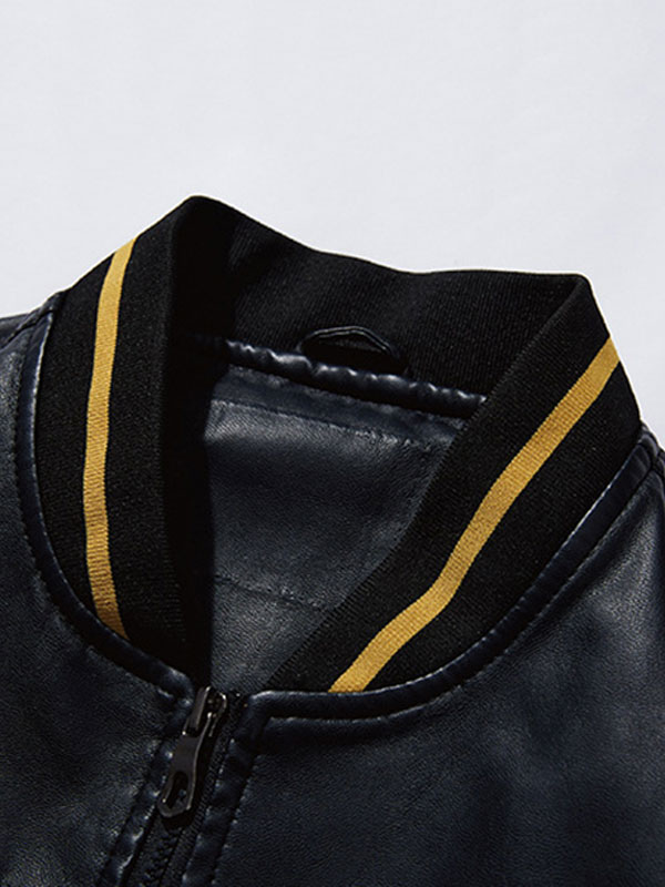 Men's Clothing Jackets & Coats | Man's Leather Jacket Simple Layered Zipper Geometric Fashion Windbreaker Spring Hunter Green - HC87423