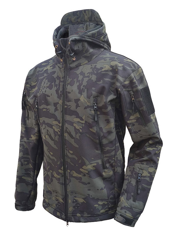 Men's Clothing Jackets & Coats | Mens Jacket Hooded Zipper Polyester Fashionable Black Jacket - WX66686