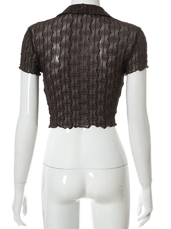 Women's Clothing Tops | Sexy Blouse For Women V Neck Turndown Collar Short Sleeves Polyester White Summer Short Coat - LR31378