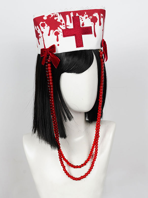 Costumes Lolita | Gothic Lolita Hat Accessory Cross Pattern Polyester White Lolita Accessories - OJ98956