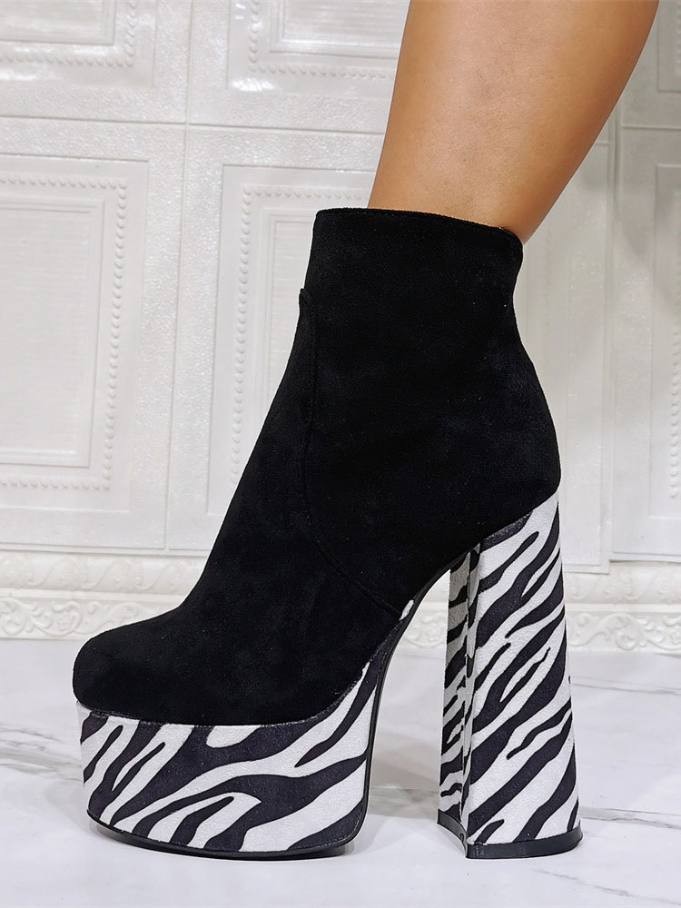 Black Ankle Boots Women Shoes Platform High Heel Booties - Milanoo.com