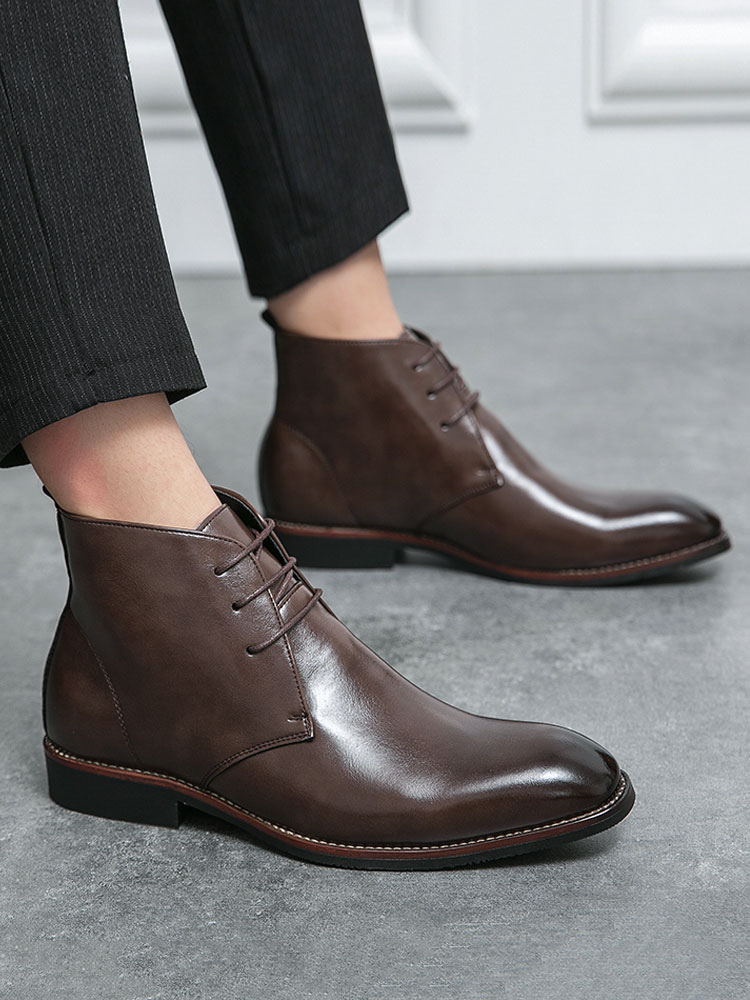 Shoes Men's Shoes | Men's Lace Up Dress Boots PU Leather - XY91372