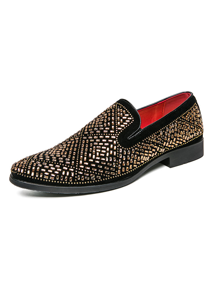 Zapatos de hombre | Zapatos mocasines para hombre Resbalón en detalles metálicos Zapatos negros de cuero PU con punta puntiaguda - FZ45421