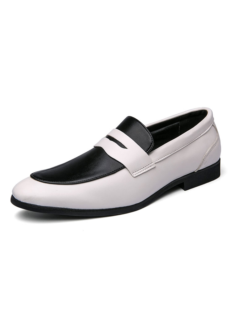 Zapatos de hombre | Zapatos mocasines para hombre Cozy PU Leather Monk Strap Color Block Slip en zapatos negros - QV56648