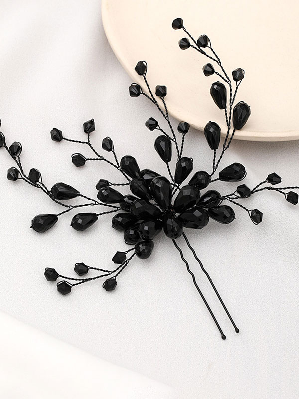 Wedding & Events Wedding Accessories | Black Headpiece Wedding Headwear Synthetic Resin Bridal Hair Accessories - IB52612