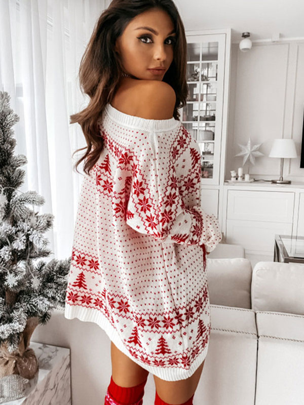 Women Knitted Dress Modern Piping 