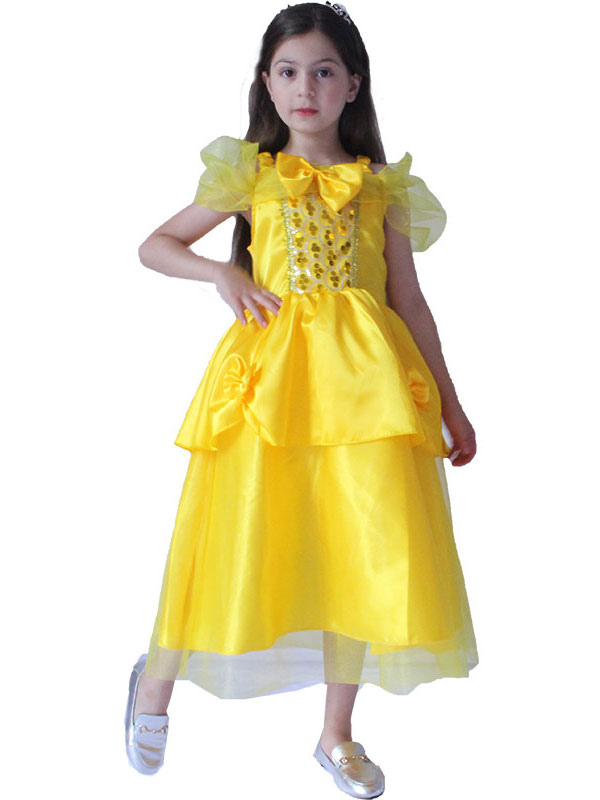 Niños La Bella y la Bestia Princesa Bella Vestido amarillo de cosplay  Poliéster Disfraces de cosplay para niños 