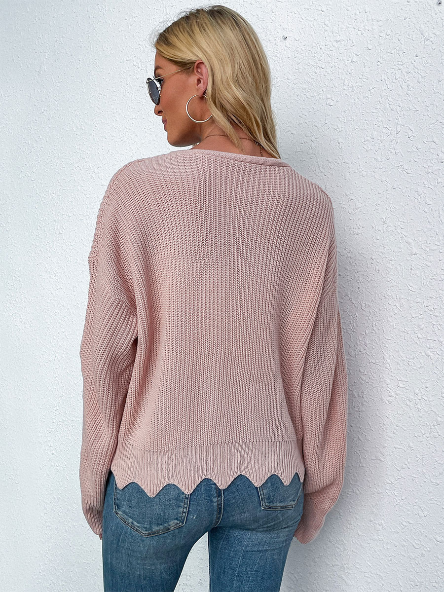 Women's Clothing Sweaters & Cardigans | Sweaters Cardigans Pink Polyester Buttons Long Sleeves V Neck Stretch Cardigans - BD6927