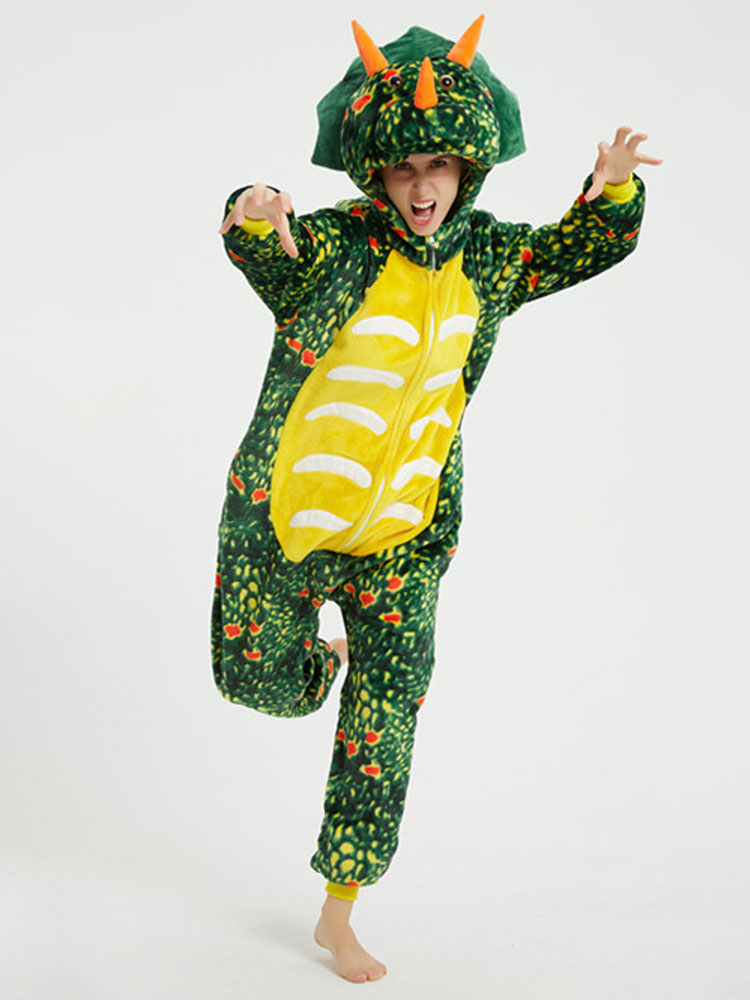 Pijamas Kigurumi dinosaurio para disfraces Kigurumi de poliéster verde para - Costumeslive.com
