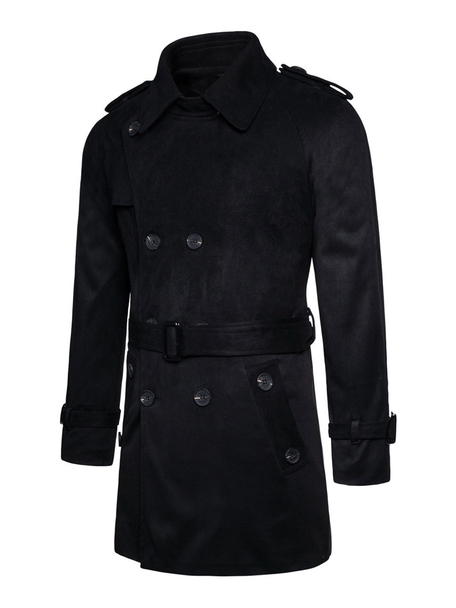 Men's Clothing Jackets & Coats | Men's Jackets & Coats Men's Coats Turndown Collar Artwork Casual Black Handsome - QR33020