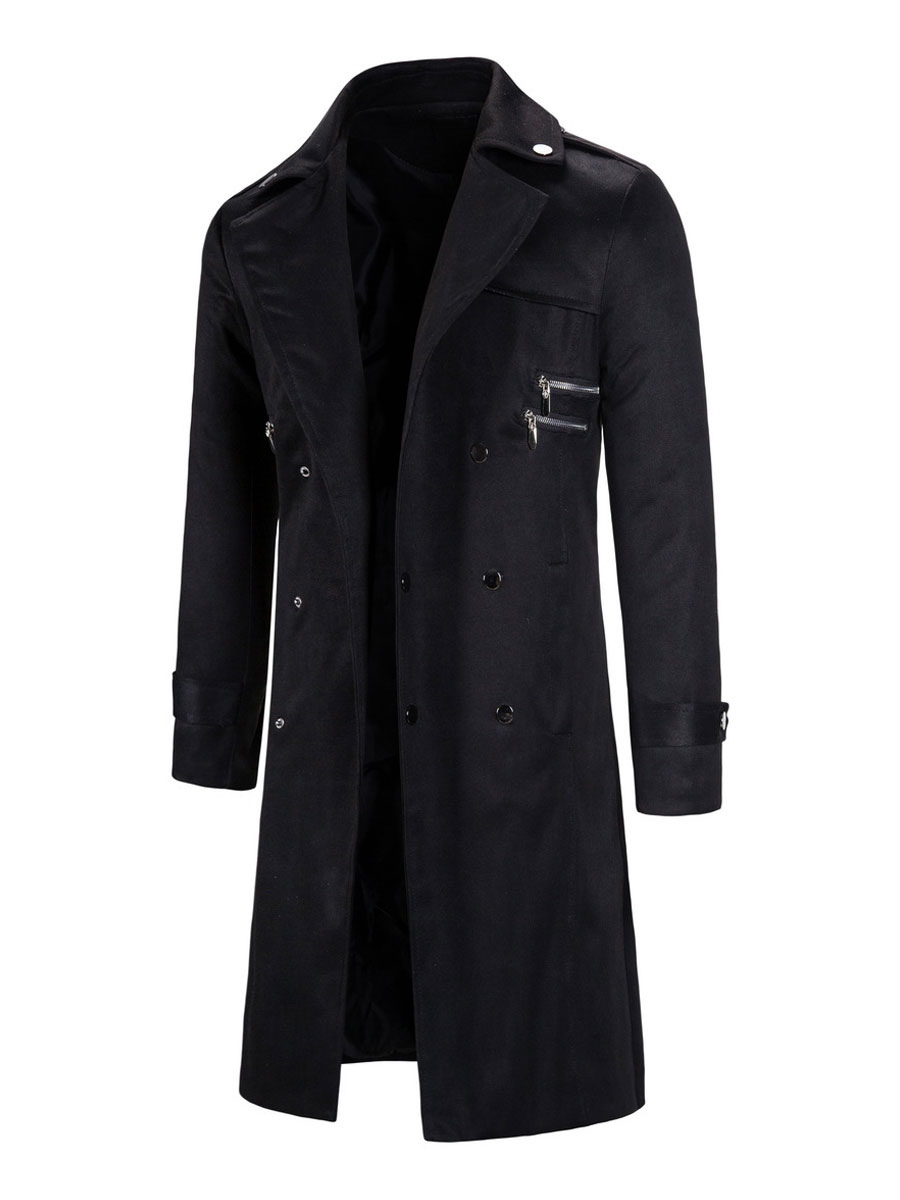 Men's Clothing Jackets & Coats | Men's Jackets & Coats Men's Coats Turndown Collar Artwork Casual Black Modern - HG82572