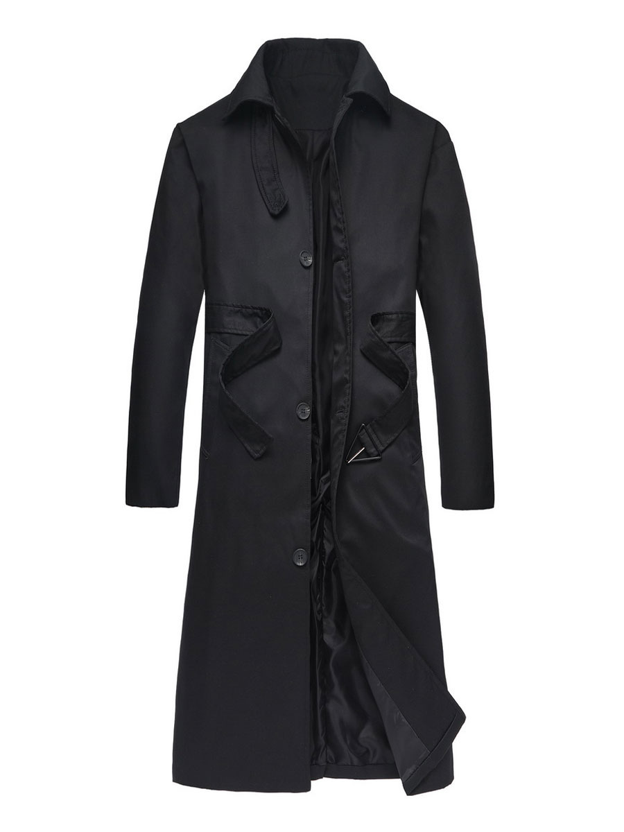 Men's Clothing Jackets & Coats | Men's Jackets & Coats Men's Coats Turndown Collar Artwork Casual Black Quality - RQ27432
