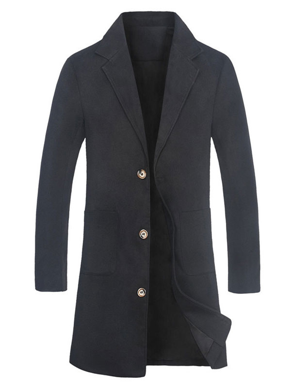 Men's Clothing Jackets & Coats | Men's Jackets & Coats Men's Coats Turndown Collar Artwork Casual Dark Navy Modern - GO48064
