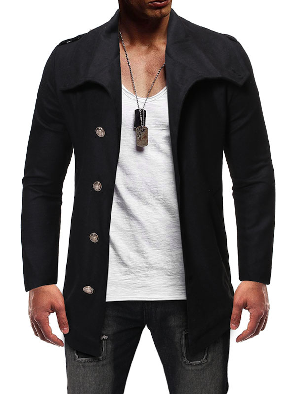 Men's Clothing Jackets & Coats | Men's Jackets & Coats Men's Coats Turndown Collar Artwork Casual Hunter Green Fashion - PH06548