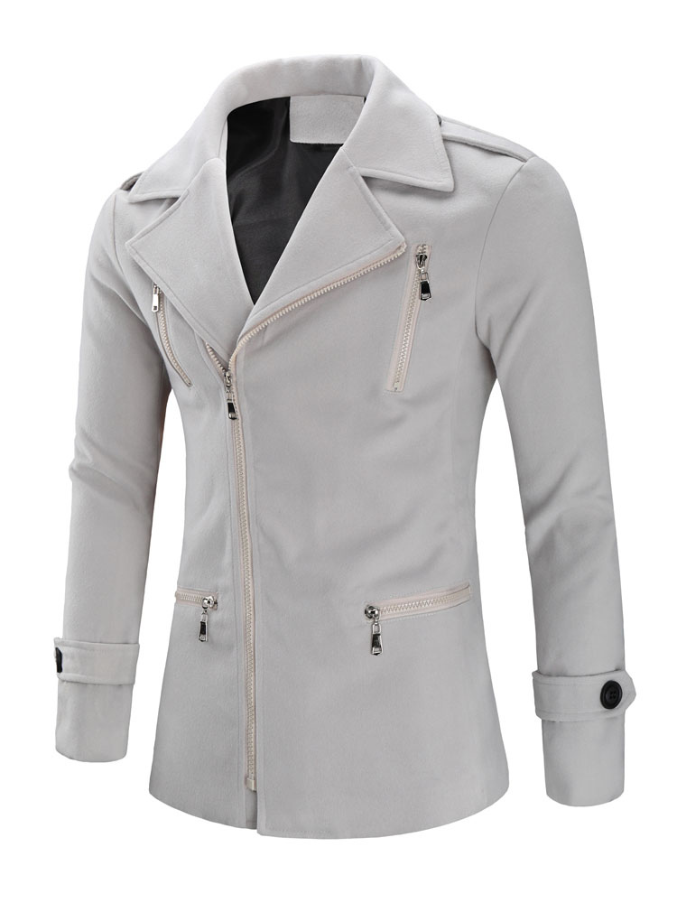 Men's Clothing Jackets & Coats | Men's Jackets & Coats Men's Coats High Collar Artwork Casual Light Gray Modern - QI04131