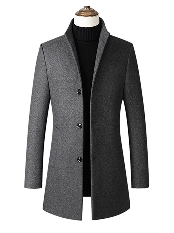 Men's Clothing Jackets & Coats | Men's Jackets & Coats Men's Coats Turndown Collar Artwork Casual Burgundy Fashion - FJ96518