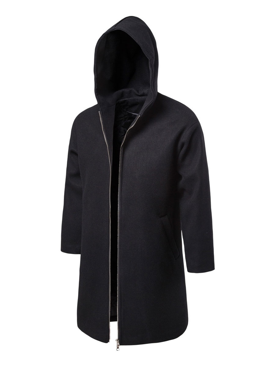 Men's Clothing Jackets & Coats | Men's Jackets & Coats Men's Coats Hooded Artwork Casual Black Modern - EL21666
